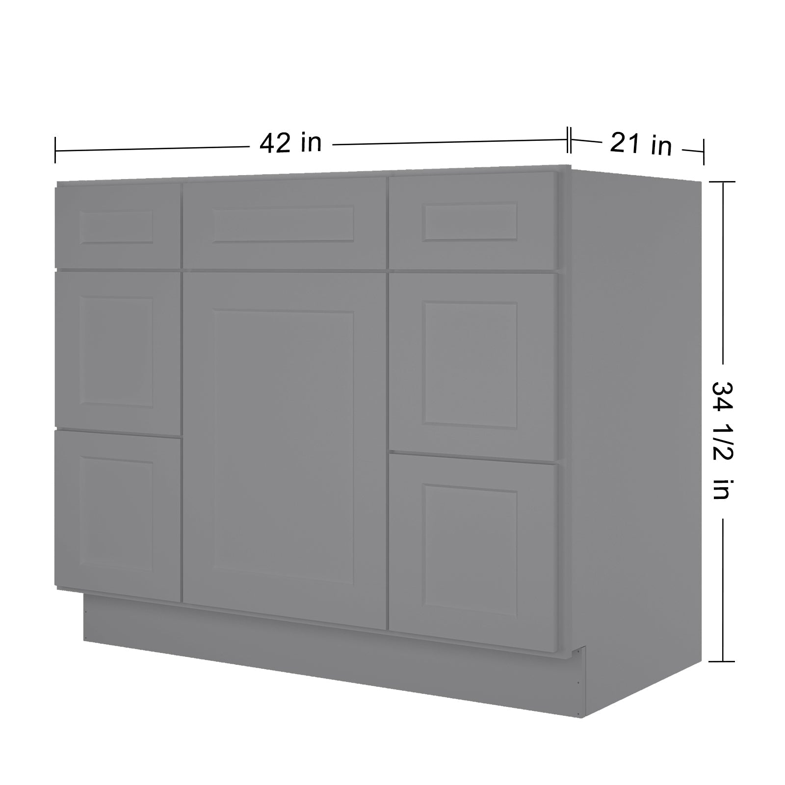 21"D Birch Solid Wood X 42"W X 34-1/2"H Bath Vanity Double Drawer Cabinet without Top VDDB42