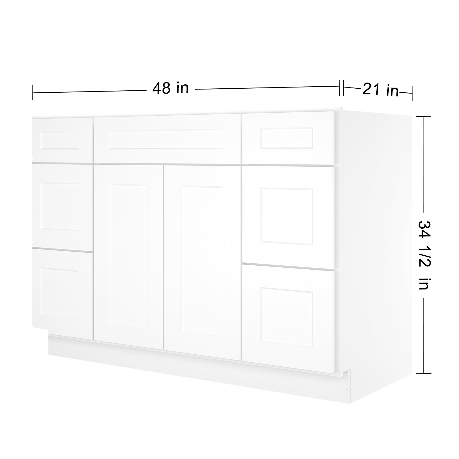 21"D Birch Solid Wood X 60"W X 34-1/2"H Bath Vanity Double Drawer Cabinet without Top VDDB60
