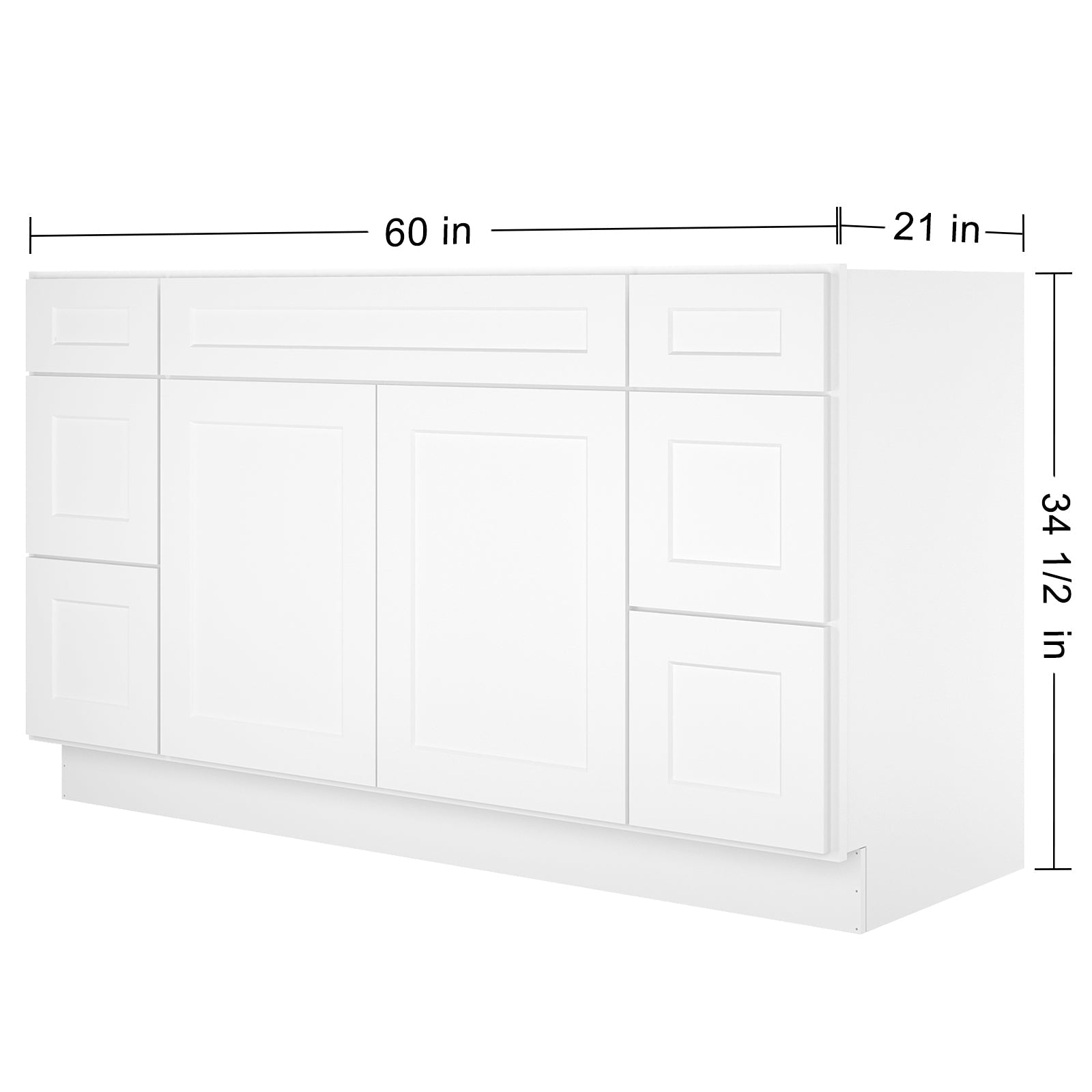 21"D Birch Solid Wood X48"W X 21"D X 34-1/2"H Bath Vanity Sink Drawer Cabinet without Top VDDB48