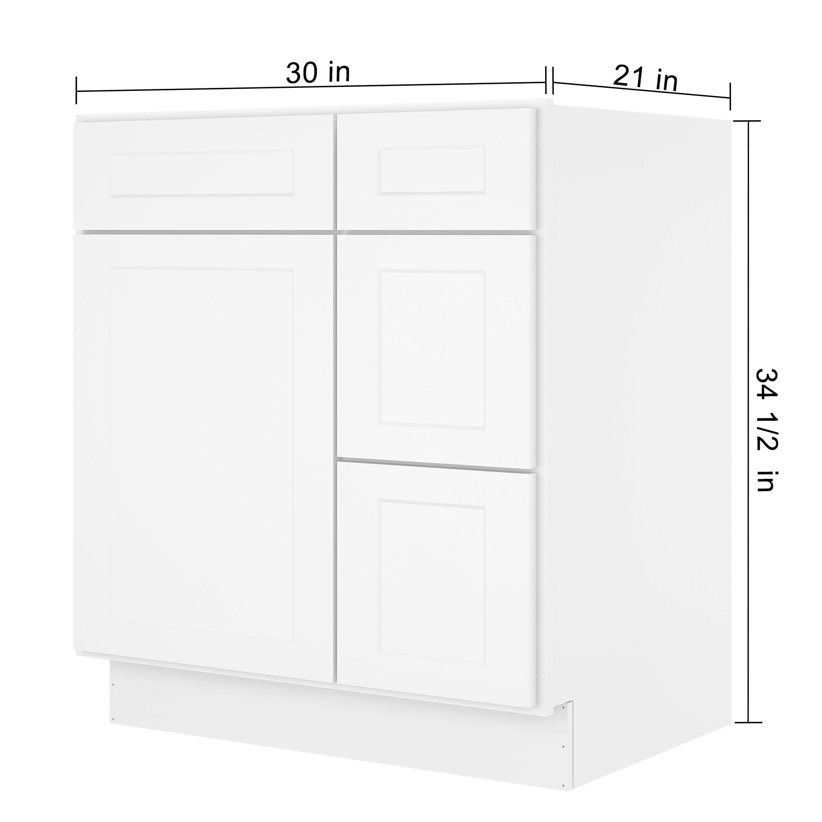 21"Dx30"Wx34-1/2"H Birch Solid Wood Bath Vanity Cabinet without Top V3021DR