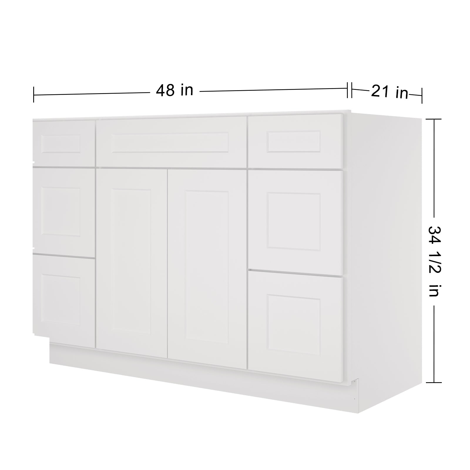 21"D Birch Solid Wood X 60"W X 34-1/2"H Bath Vanity Double Drawer Cabinet without Top VDDB60