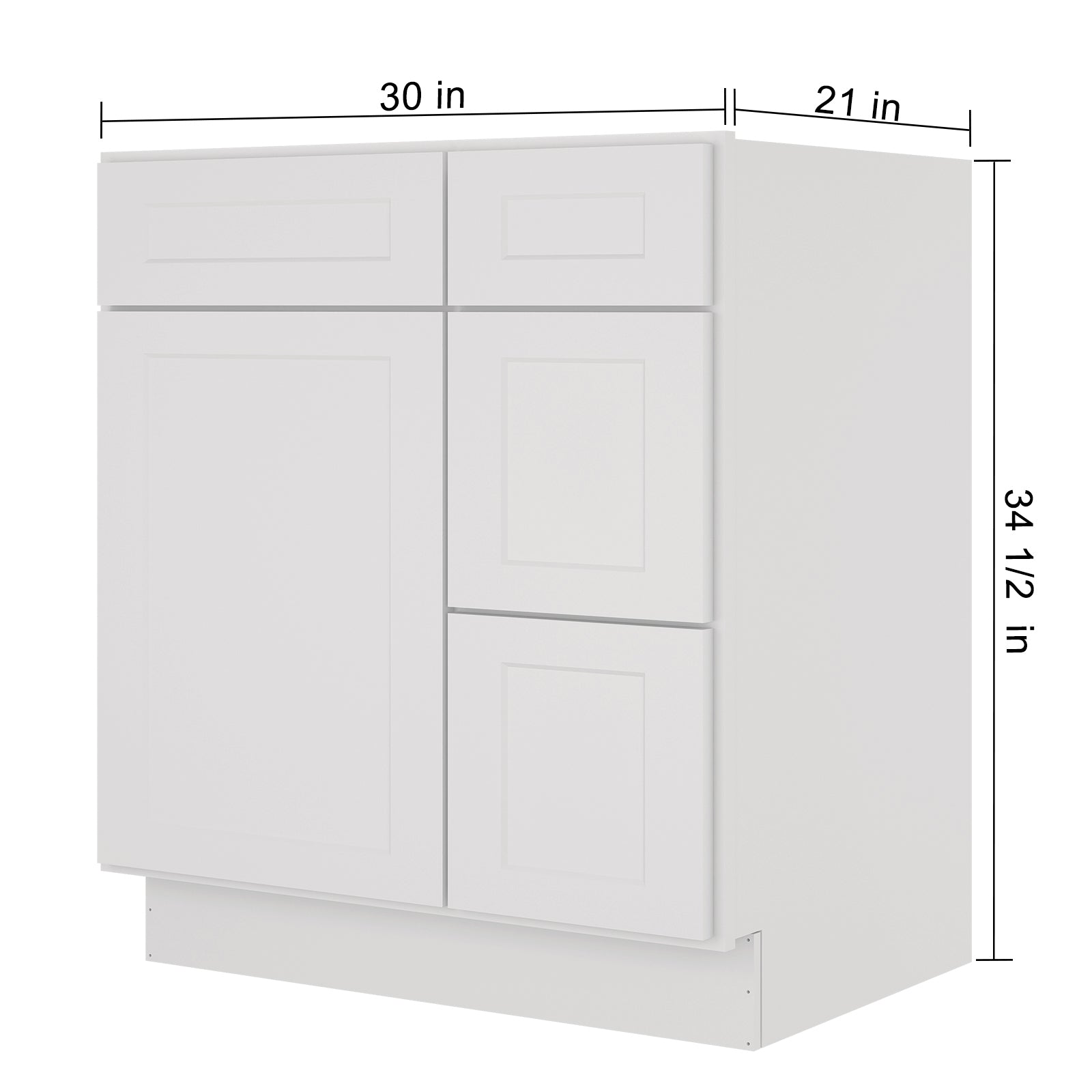 21"Dx30"Wx34-1/2"H Birch Solid Wood Bath Vanity Cabinet without Top V3021DR