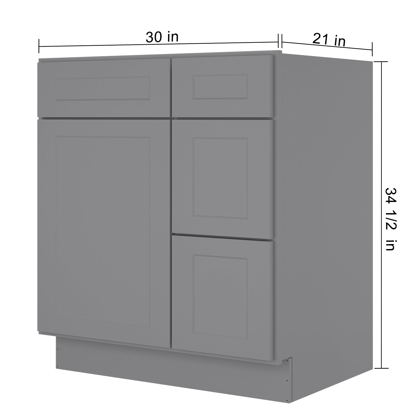 21"Dx30"Wx34-1/2"H Birch Solid Wood Bath Vanity Cabinet without Top V3021DR