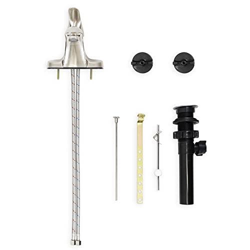 Single Handle Bathroom Faucet Brushed Nickel, Bathroom Sink Faucet 3 Hole, Centerset Faucet for Bathroom Sink with Drain Assembly and Faucet Supply Lines Buylikepro