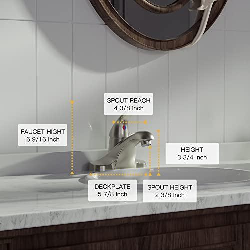 Single Handle Bathroom Faucet Brushed Nickel, Bathroom Sink Faucet 3 Hole, Centerset Faucet for Bathroom Sink with Drain Assembly and Faucet Supply Lines Buylikepro