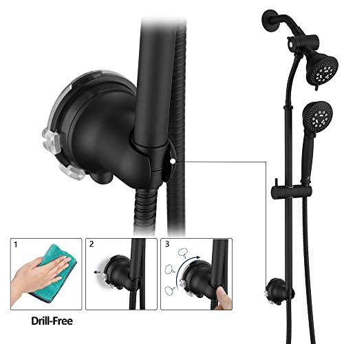 Single-Handle Tub and Shower Trim Kit, Shower Faucet with 4-Spray Function 2-in-1 Dual Hand Held Shower Head with Hose High Pressure, Matte Black (Valve Included) Buylikepro