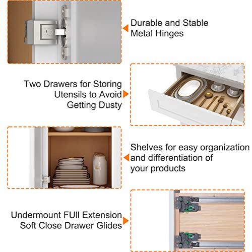 Storage Cabinets- Kitchen Base Cabinet with Drawers and 1 Soft Closing Doors, Wooden Base Cabinets for Furniture in Kitchens, Living Rooms, Bathrooms, Study Rooms and other Places 21"W X 24"D X 34"H Buylikepro
