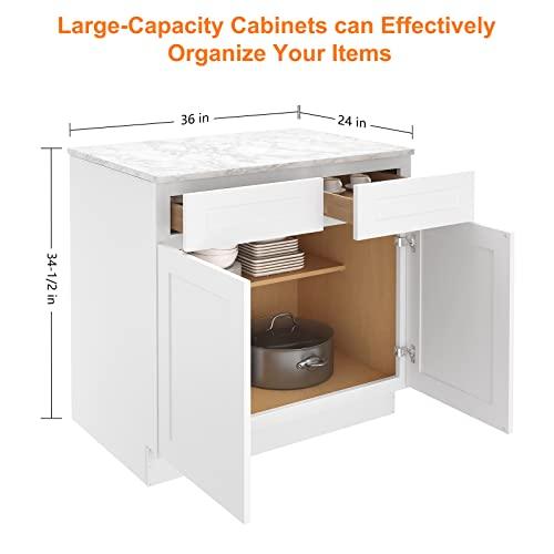 Storage Cabinets- Kitchen Base Cabinet with Drawers and 2 Soft Closing Doors, Wooden Base Cabinets for Furniture in Kitchens, Living Rooms, Bathrooms, Study Rooms and other Places 36"W X 24"D X 34"H Buylikepro