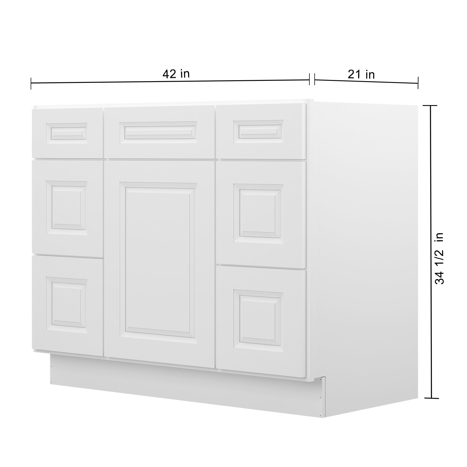 21"D Birch Solid Wood X 42"W X 34-1/2"H Bath Vanity Double Drawer Cabinet without Top VDDB42