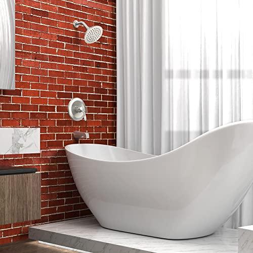 Tub and Shower Faucet Set, Tub and Shower Trim Kit with Single-Spray Shower Head and Tub Spout, Single-Handle Shower Tub Kit, Brushed Nickel (Valve Included) Buylikepro