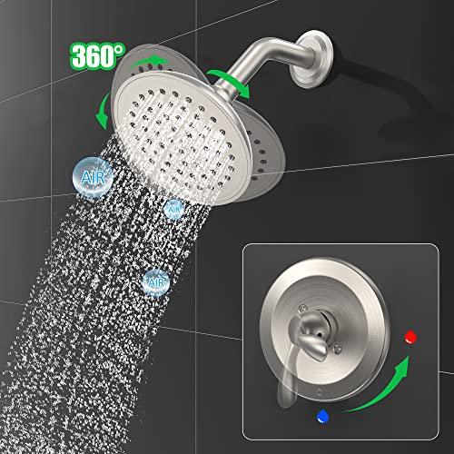 Tub and Shower Faucet Set, Tub and Shower Trim Kit with Single-Spray Shower Head and Tub Spout, Single-Handle Shower Tub Kit, Brushed Nickel (Valve Included) Buylikepro
