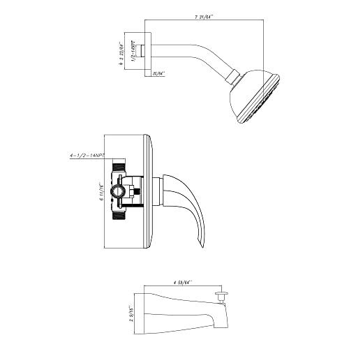 Tub and Shower Trim Kit, Tub and Shower Faucet Set with Single-Spray Shower Head and Tub Spout, Single-Handle Shower Tub Kit, Brushed Nickel (Valve Included) Buylikepro