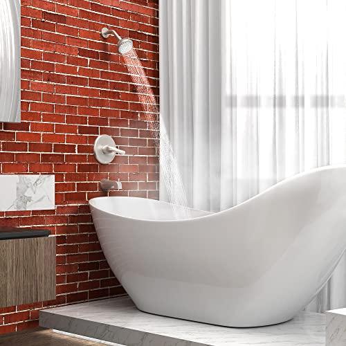 Tub and Shower Trim Kit, Tub and Shower Faucet Set with Single-Spray Shower Head and Tub Spout, Single-Handle Shower Tub Kit, Brushed Nickel (Valve Included) Buylikepro
