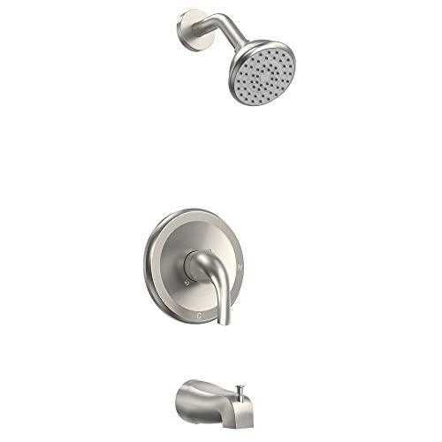 Tub and Shower Trim Kit, Tub and Shower Faucet Set with Single-Spray Shower Head and Tub Spout, Single-Handle Shower Tub Kit, Brushed Nickel (Valve Included) Buylikepro