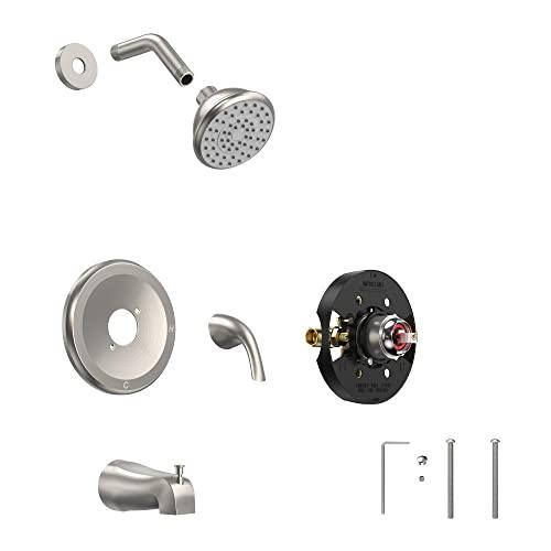 Tub and Shower Trim Kit, Tub and Shower Faucet Set with Single-Spray Shower Head and Tub Spout, Single-Handle Shower Tub Kit, Brushed Nickel (Valve Included) Buylikepro