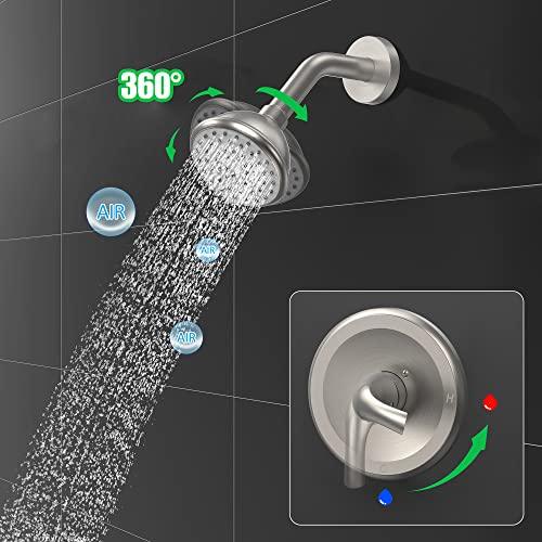 Tub and Shower Trim Kit, Tub and Shower Faucet Set with Single-Spray Shower Head and Tub Spout, Single-Handle Shower Tub Kit, Brushed Nickel (Valve Included) Buylikepro