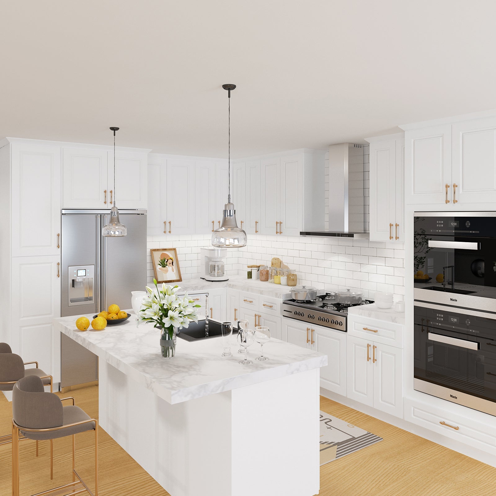 24"D*18"W*84"H Birch Solid Wood Pantry Tall Storage Cabinet U188424