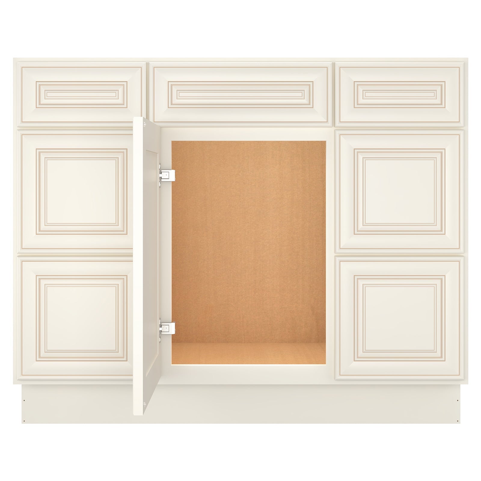 21"D Birch Solid Wood X 42"W X 34-1/2"H Bath Vanity Double Drawer Cabinet without Top VDDB42