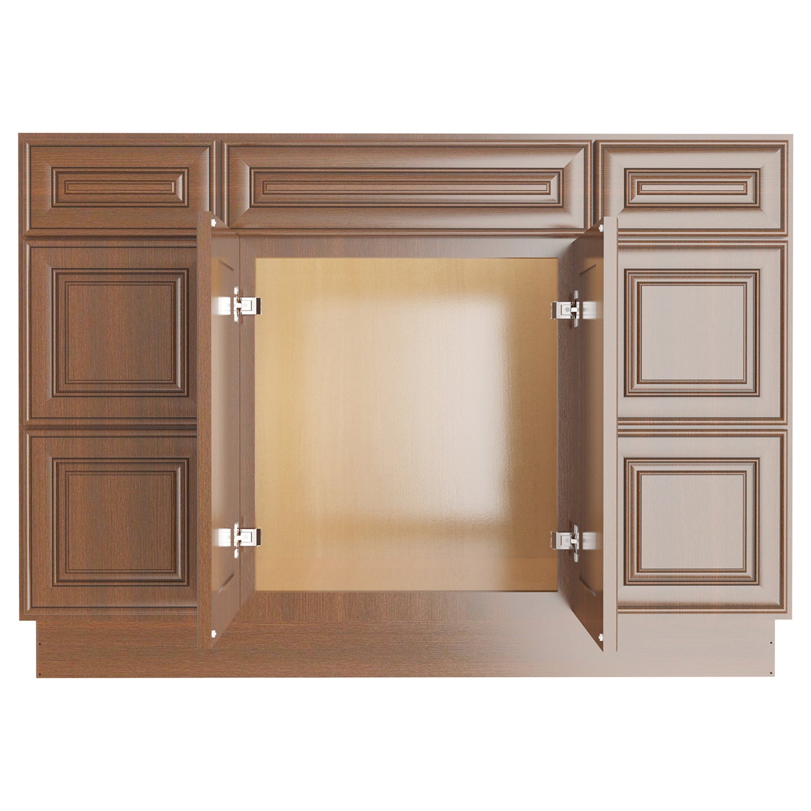 21"D Birch Solid Wood X 42"W X 34-1/2"H Bath Vanity Double Drawer Cabinet without Top VDDB42