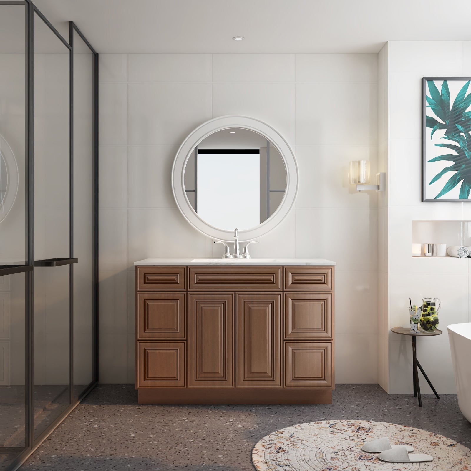 21"D Birch Solid Wood X 42"W X 34-1/2"H Bath Vanity Double Drawer Cabinet without Top VDDB42