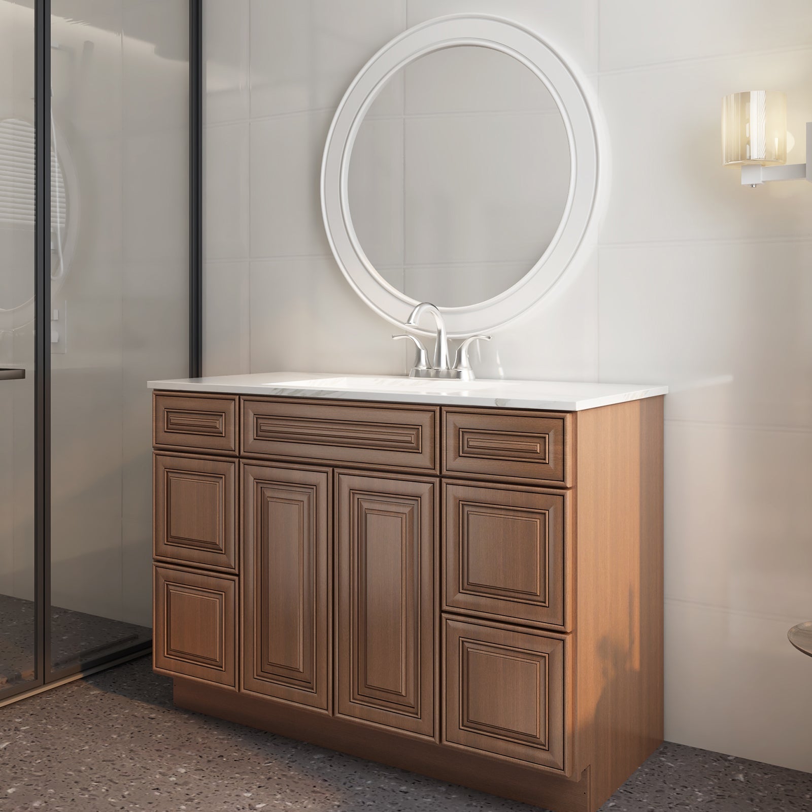 21"D Birch Solid Wood X 42"W X 34-1/2"H Bath Vanity Double Drawer Cabinet without Top VDDB42