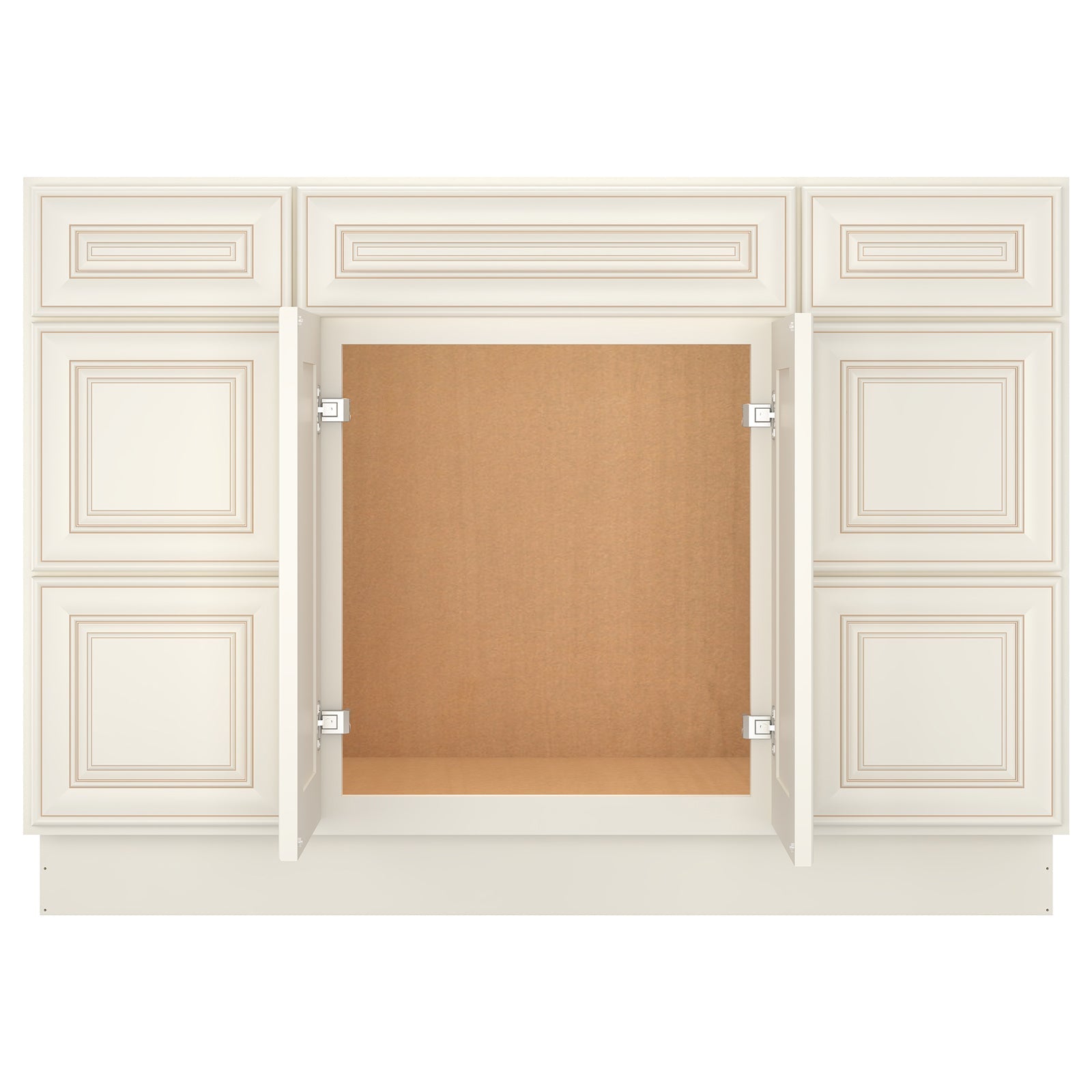 21"D Birch Solid Wood X 42"W X 34-1/2"H Bath Vanity Double Drawer Cabinet without Top VDDB42