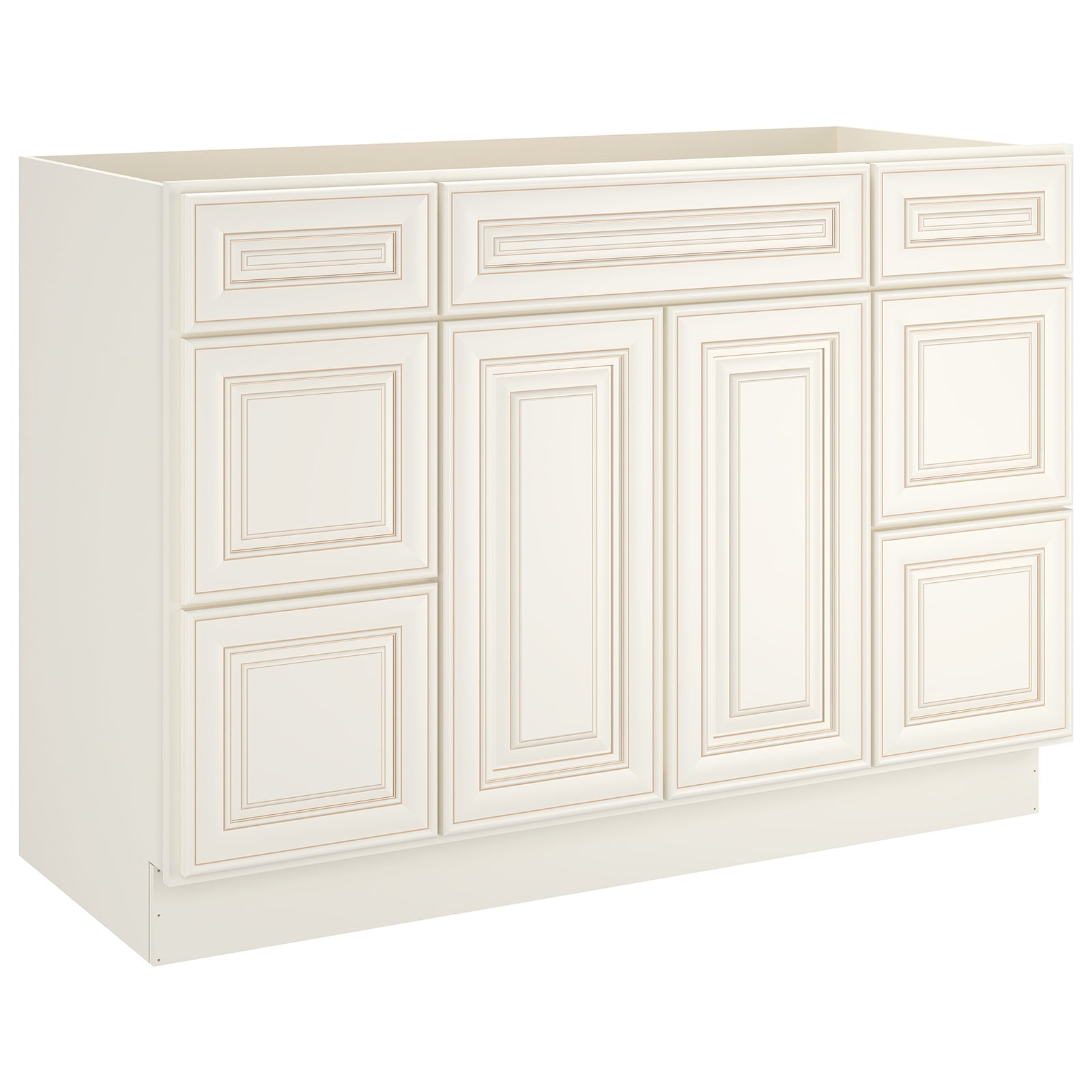 21"D Birch Solid Wood X 42"W X 34-1/2"H Bath Vanity Double Drawer Cabinet without Top VDDB42