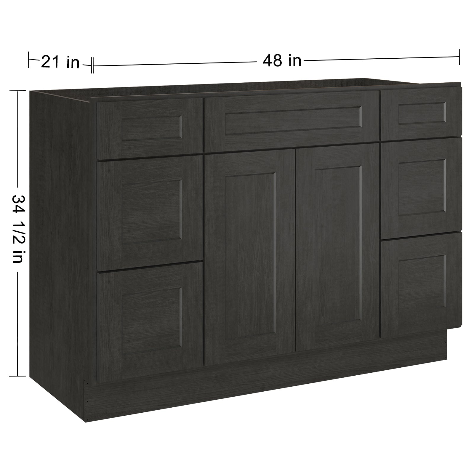 21"D Birch Solid Wood X 42"W X 34-1/2"H Bath Vanity Double Drawer Cabinet without Top VDDB42