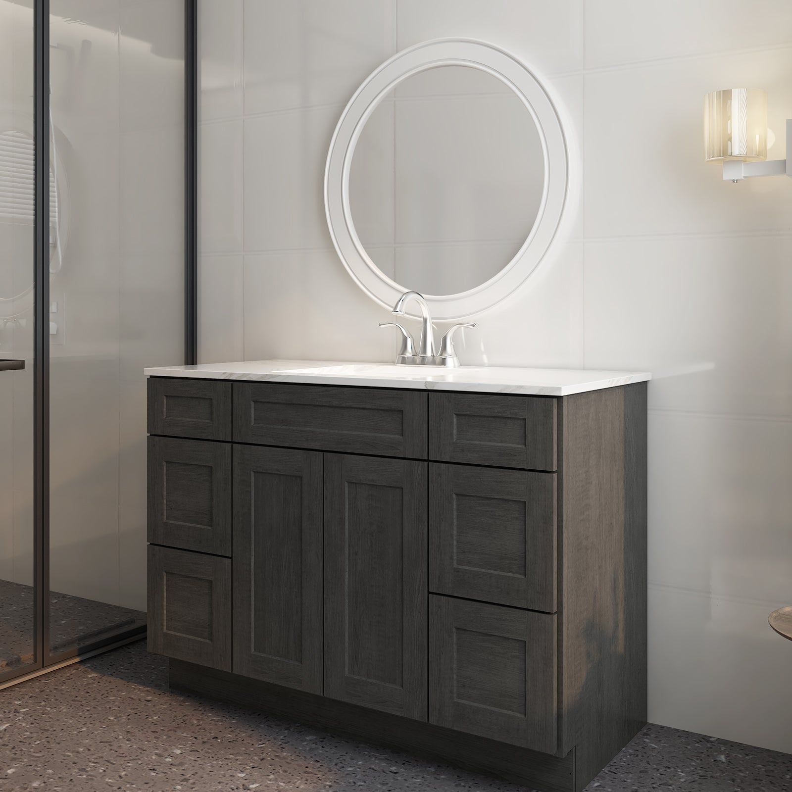 21"D Birch Solid Wood X 42"W X 34-1/2"H Bath Vanity Double Drawer Cabinet without Top VDDB42