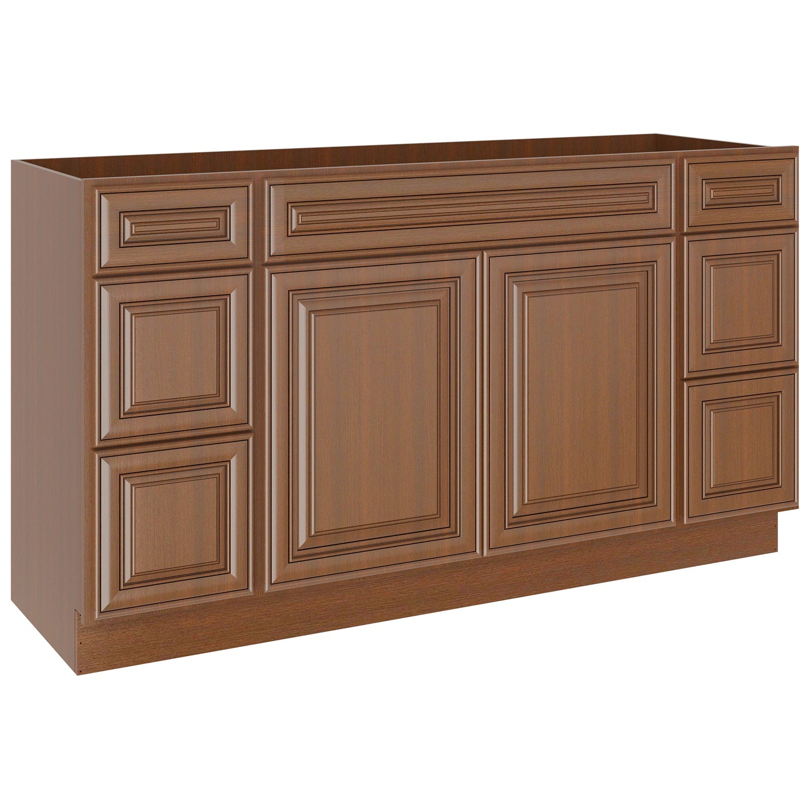 21"D Birch Solid Wood X 60"W X 34-1/2"H Bath Vanity Double Drawer Cabinet without Top VDDB60