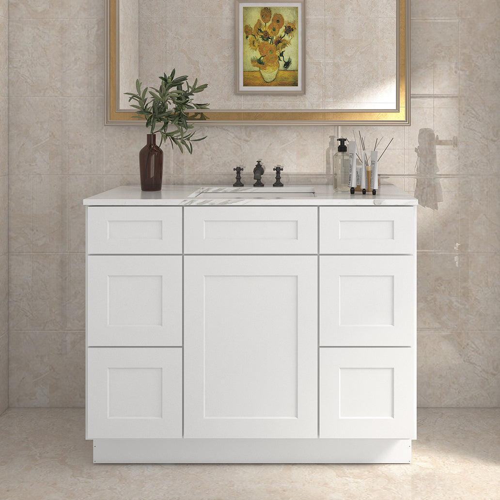 21"D Birch Solid Wood X 42"W X 34-1/2"H Bath Vanity Double Drawer Cabinet without Top VDDB42