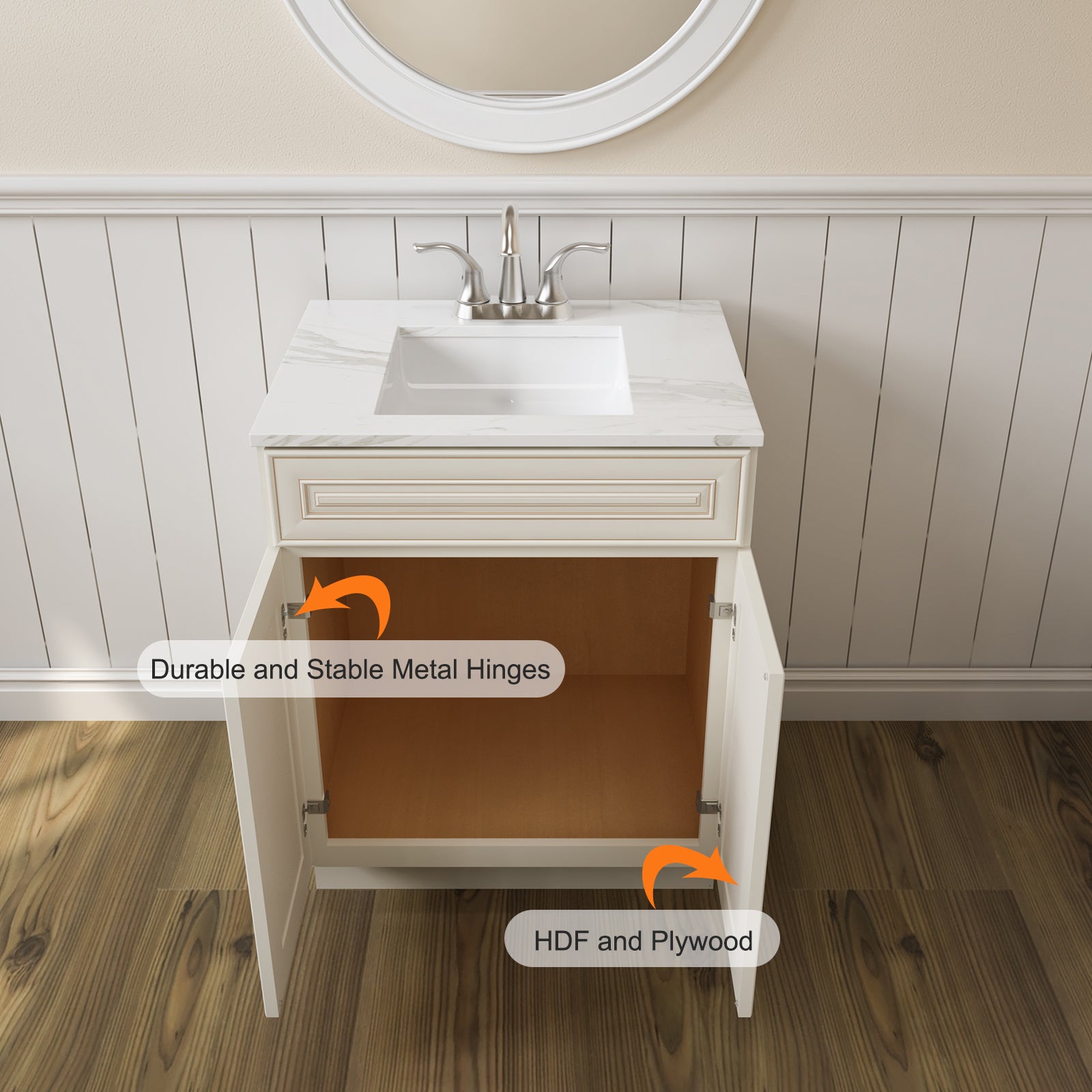 21"D X 24"W X 34-1/2"H Bath Vanity Cabinet without Top VS24