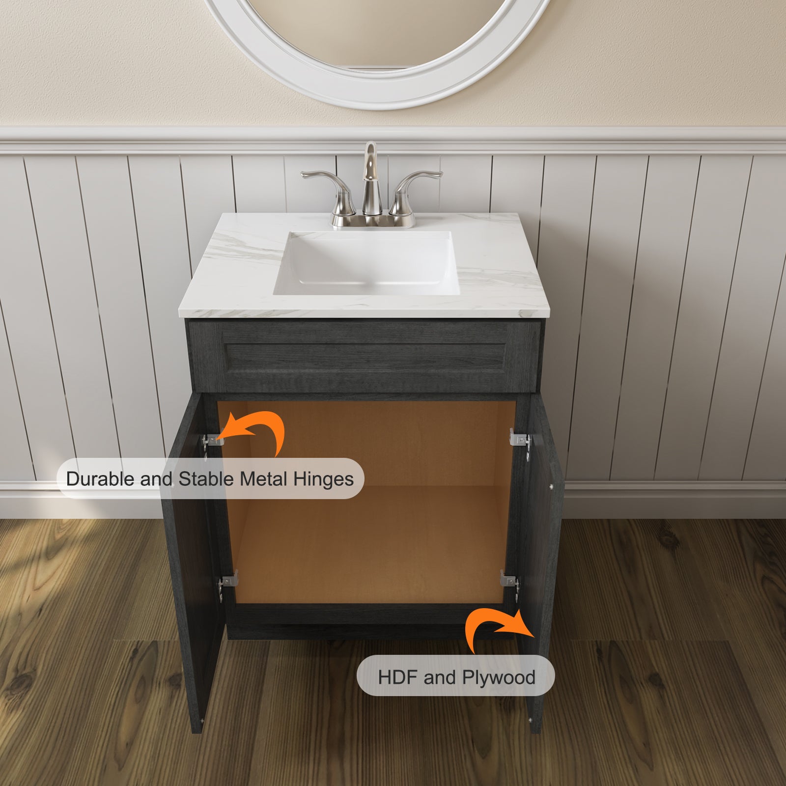 21"D X 24"W X 34-1/2"H Bath Vanity Cabinet without Top VS24