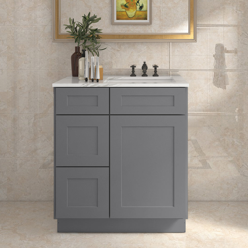 21"Dx30"Wx34-1/2"H Birch Solid Wood Bath Vanity Cabinet without Top V3021DL