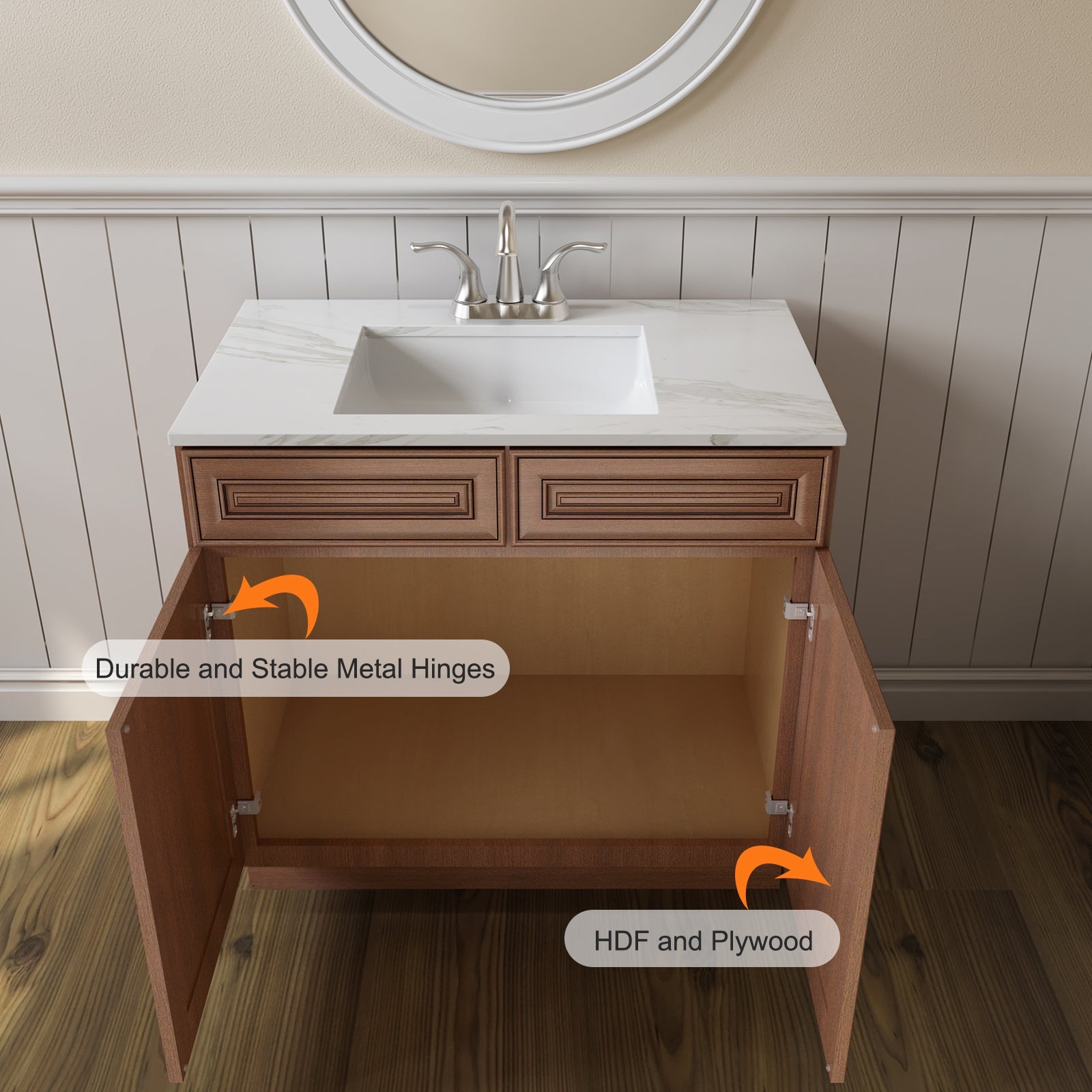 21"D X 36"W X 34-1/2"H Bath Vanity Cabinet without Top VS36