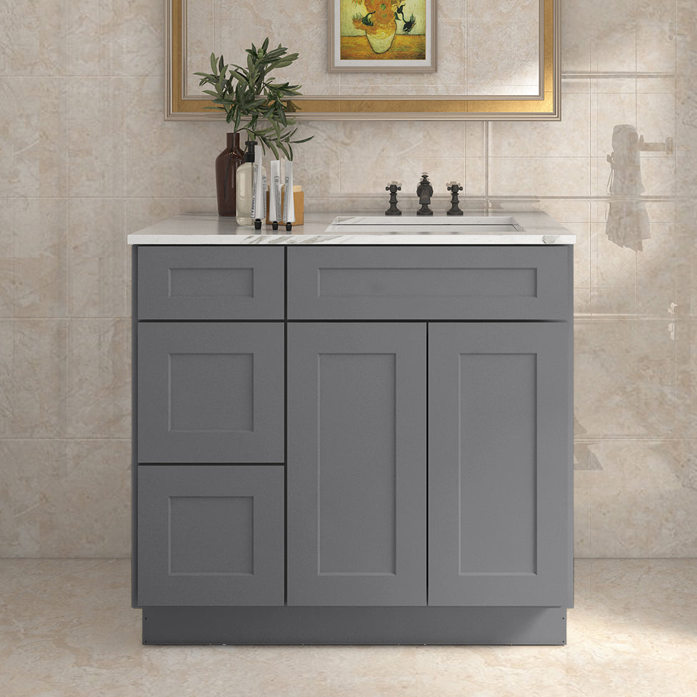 21"Dx36"Wx34-1/2"H Birch Solid Wood Bath Vanity Cabinet without Top V3621DL