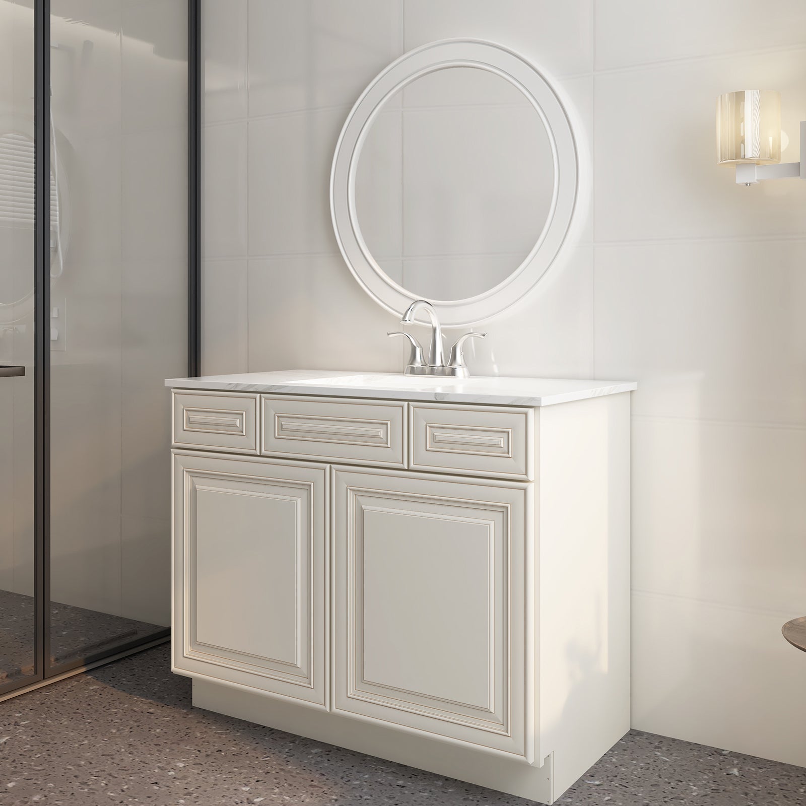 21"D Birch Solid Wood X 36"W X 34-1/2"H Vanity Sink Drawer Cabinet Wthout Top VSD36