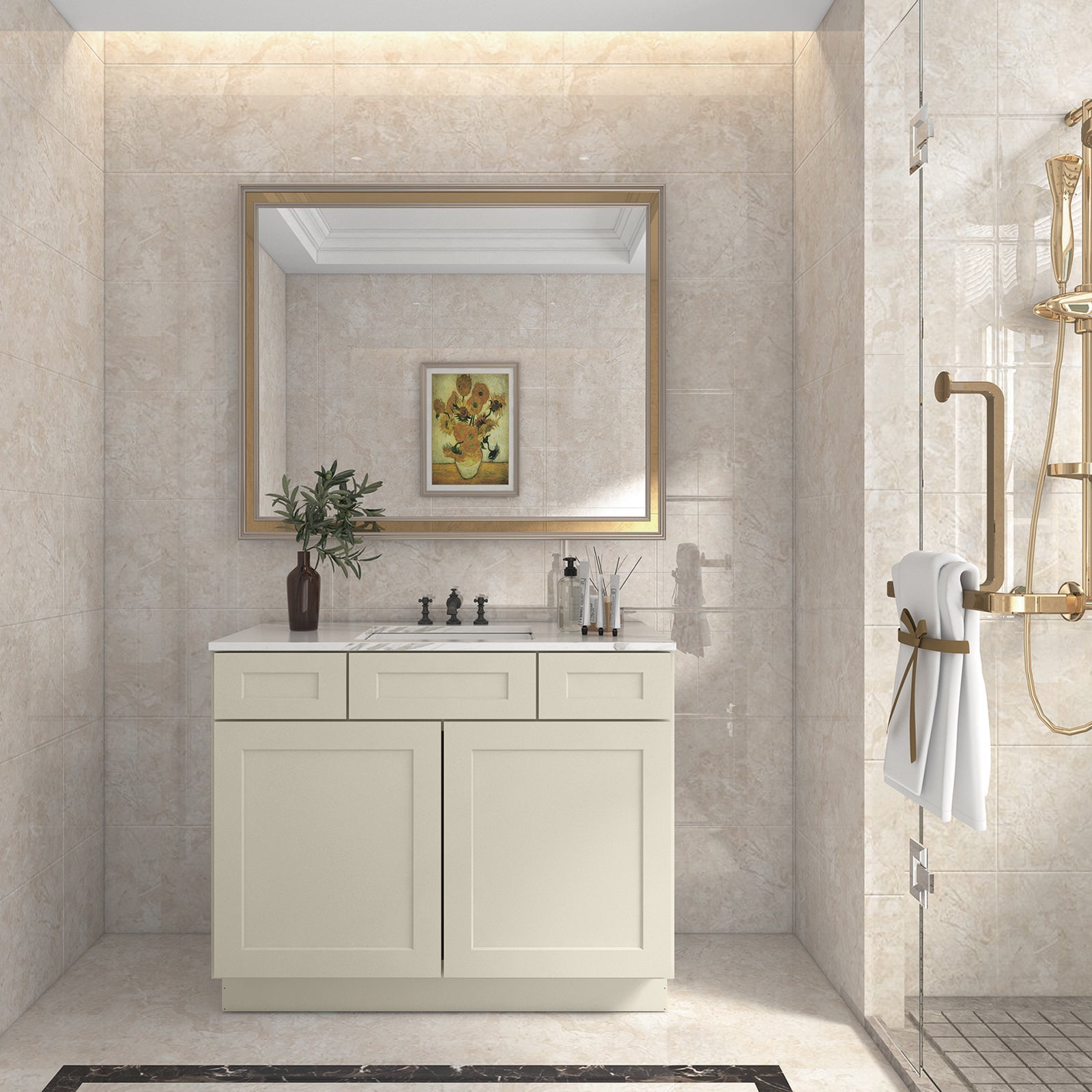 21"D Birch Solid Wood X 36"W X 34-1/2"H Vanity Sink Drawer Cabinet Wthout Top VSD36