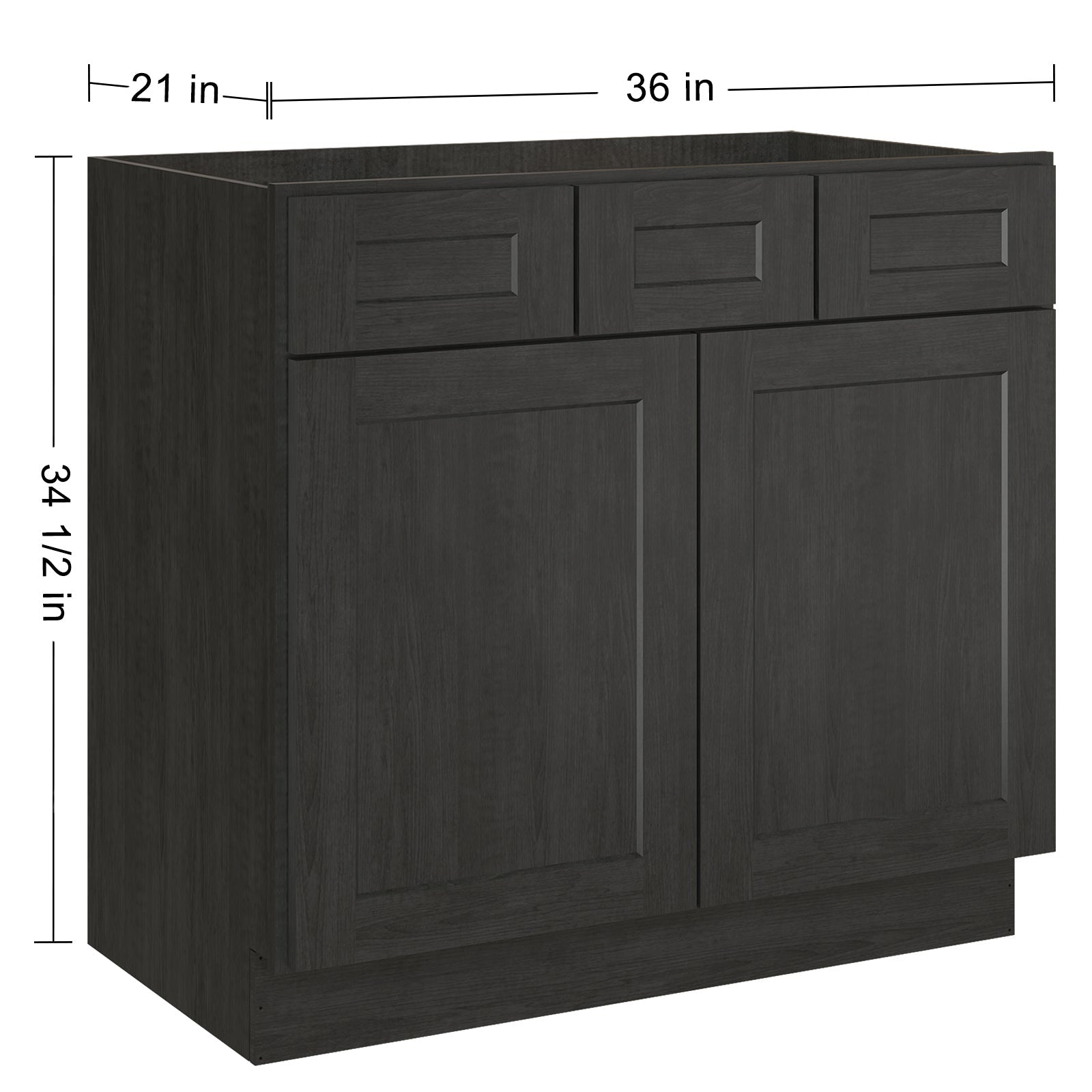 21"D Birch Solid Wood X 36"W X 34-1/2"H Vanity Sink Drawer Cabinet Wthout Top VSD36