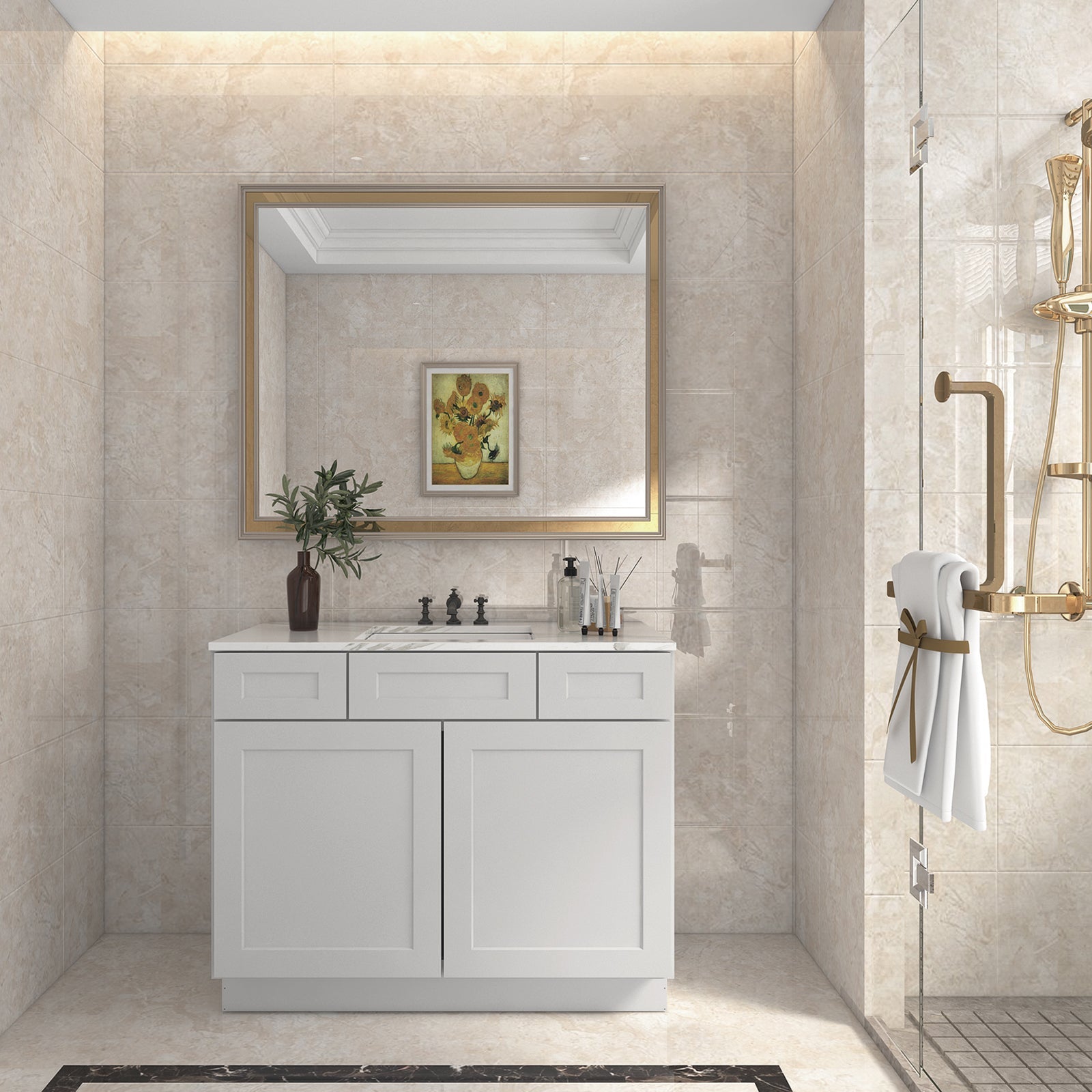 21"D Birch Solid Wood X 36"W X 34-1/2"H Vanity Sink Drawer Cabinet Wthout Top VSD36