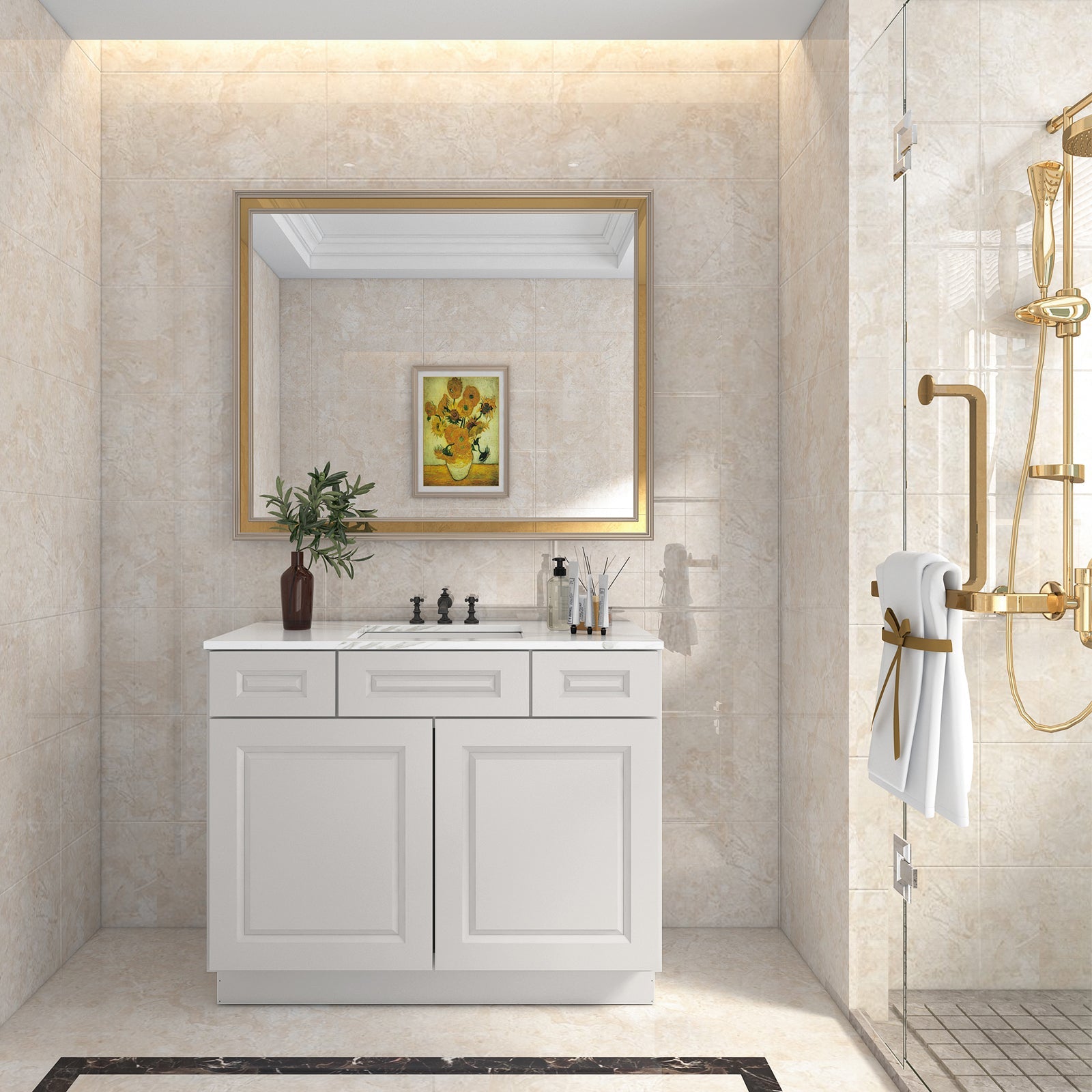 42"W Birch Solid Wood X 21"D X 34-1/2"H Vanity Sink Drawer Cabinet Wthout Top VSD42