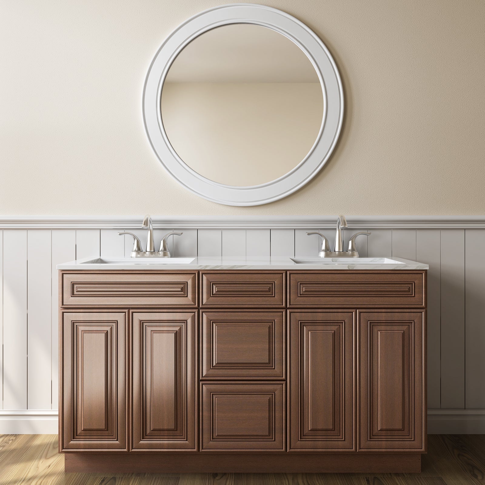 21"D Birch Solid Wood X 60"W X 34-1/2"H Vanity Sink Drawer Cabinet Wthout Top VSDB60