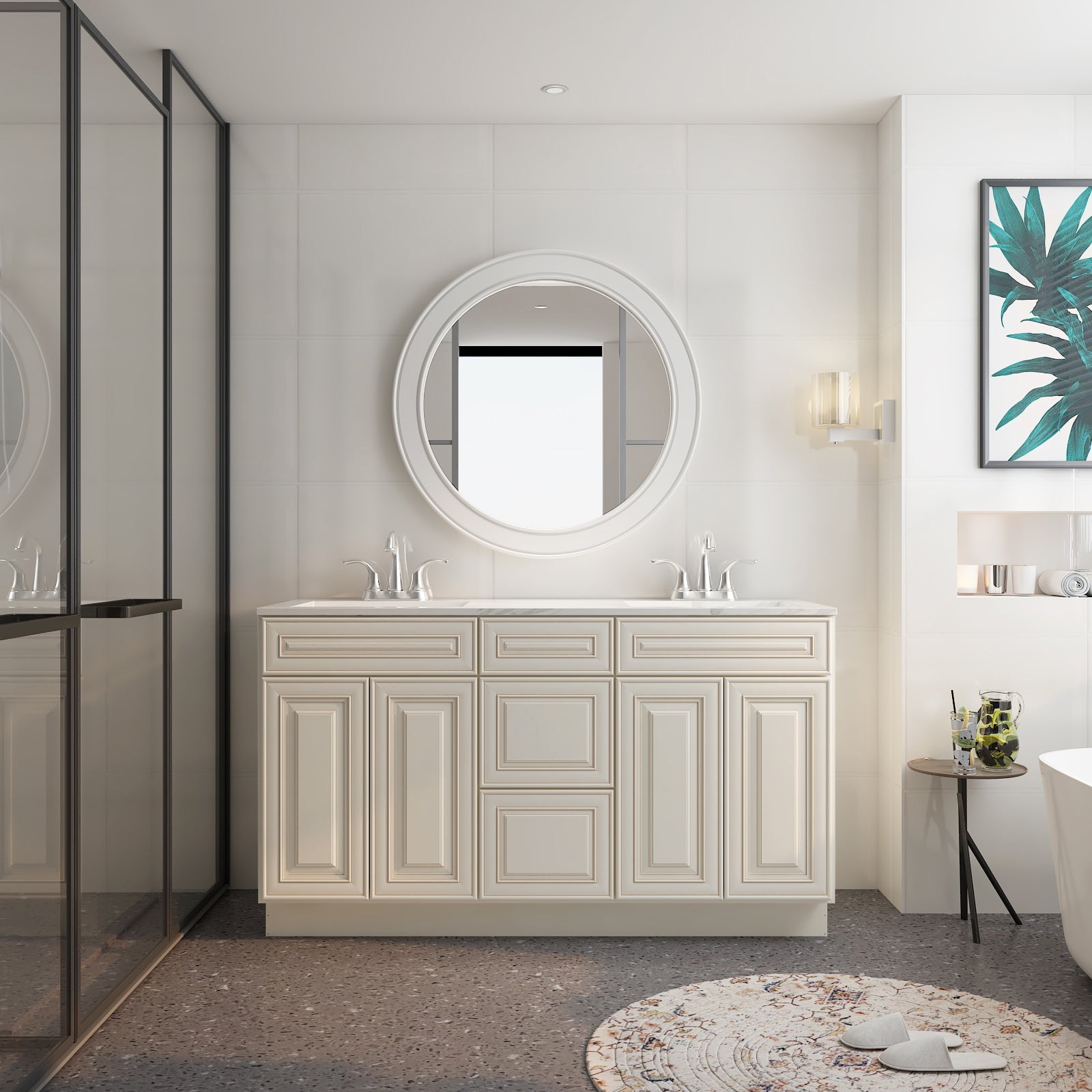 21"D Birch Solid Wood X 60"W X 34-1/2"H Vanity Sink Drawer Cabinet Wthout Top VSDB60