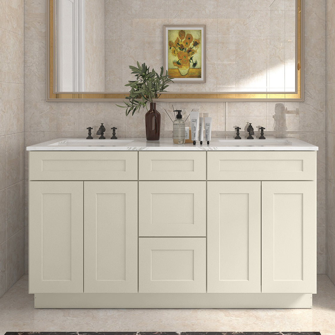 21"D Birch Solid Wood X 60"W X 34-1/2"H Vanity Sink Drawer Cabinet Wthout Top VSDB60