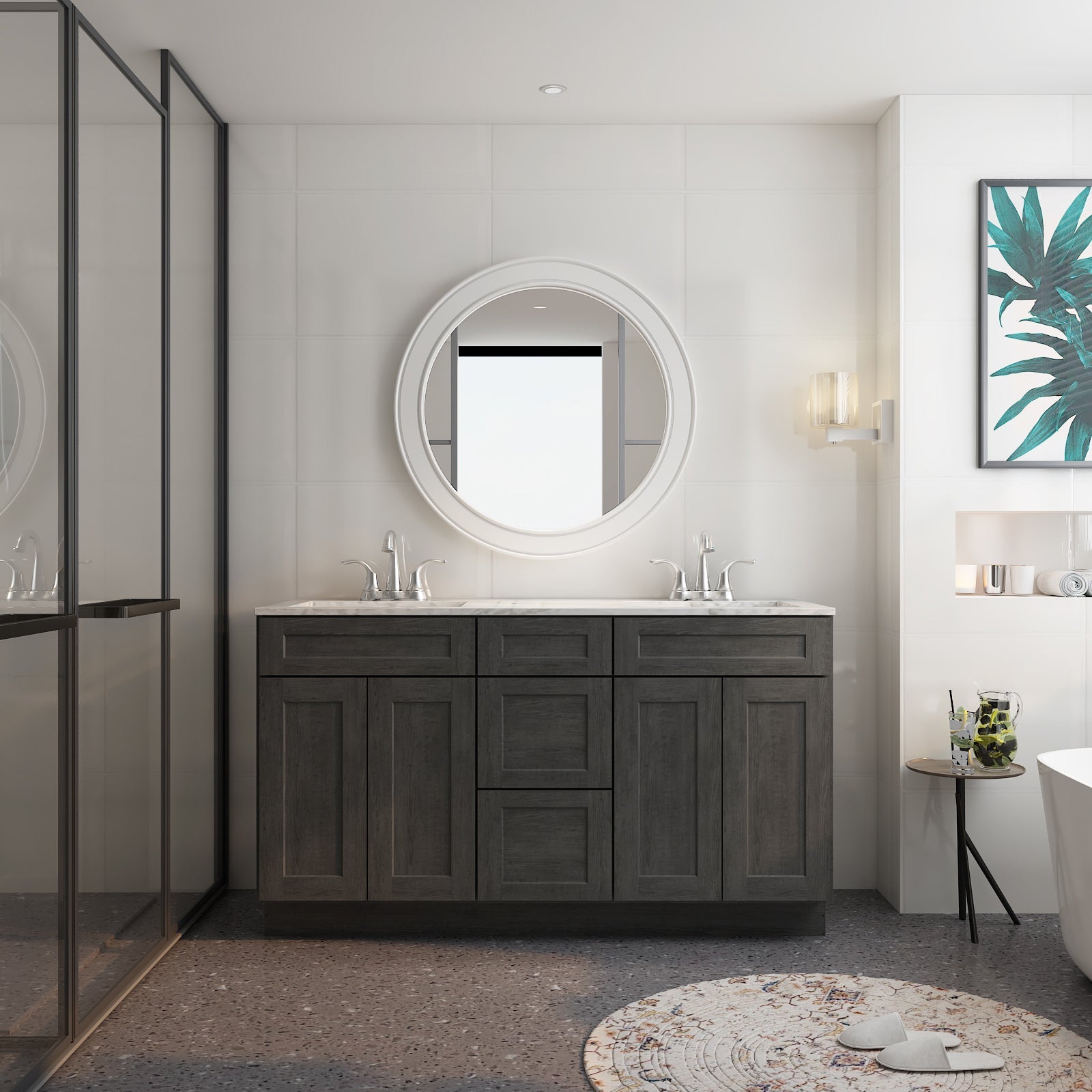 21"D Birch Solid Wood X 60"W X 34-1/2"H Vanity Sink Drawer Cabinet Wthout Top VSDB60