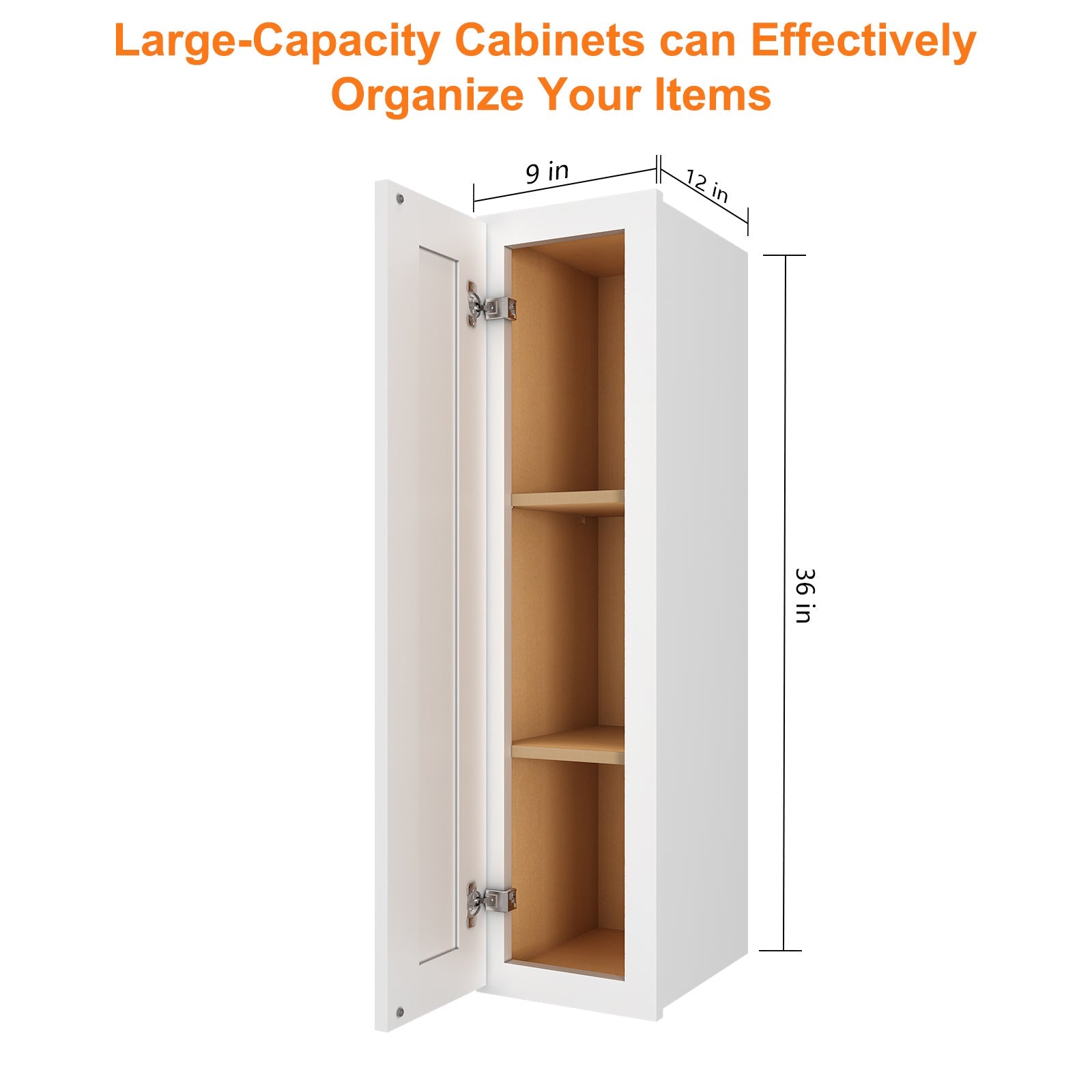 12"D*9"W*36"H Birch Solid Wood Medicine Cabinet Wall Mounted W0936