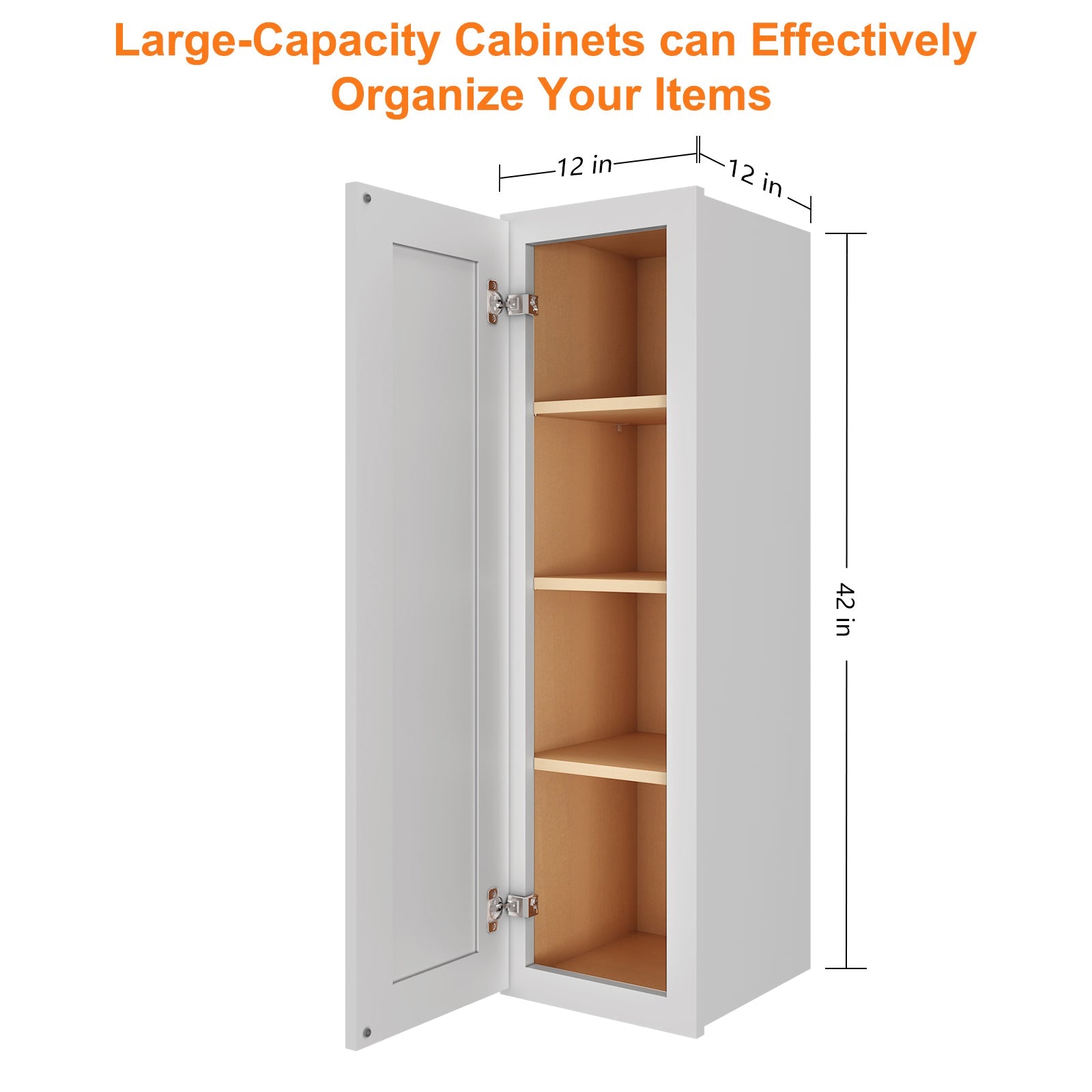 12"D*12W*42"H Birch Solid Wood Medicine Cabinet Wall Mounted W1242