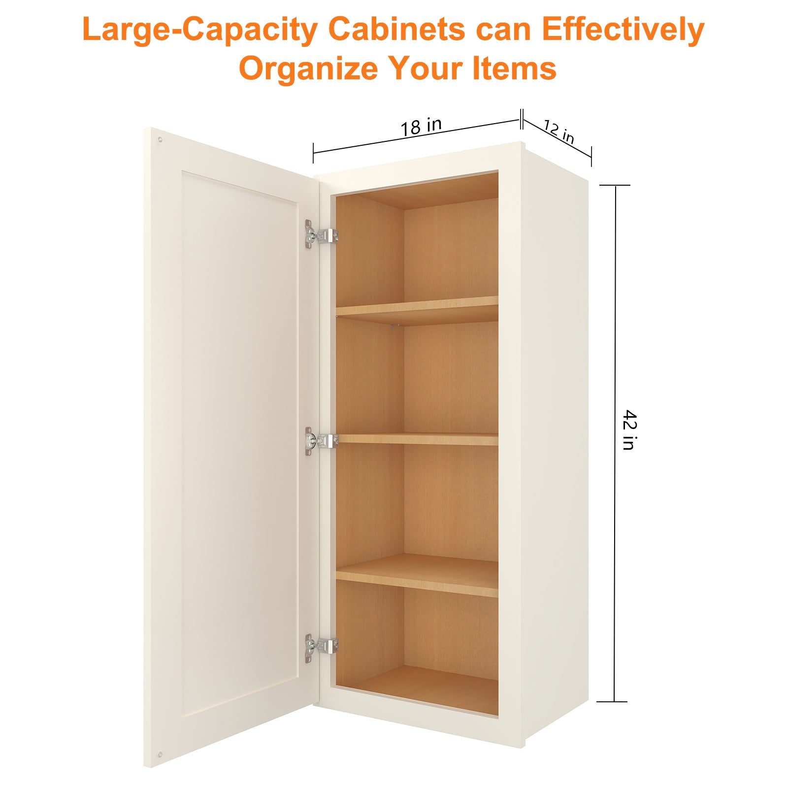 12"D*18"W*42"H Birch Solid Wood Medicine Cabinet Wall Mounted W1842