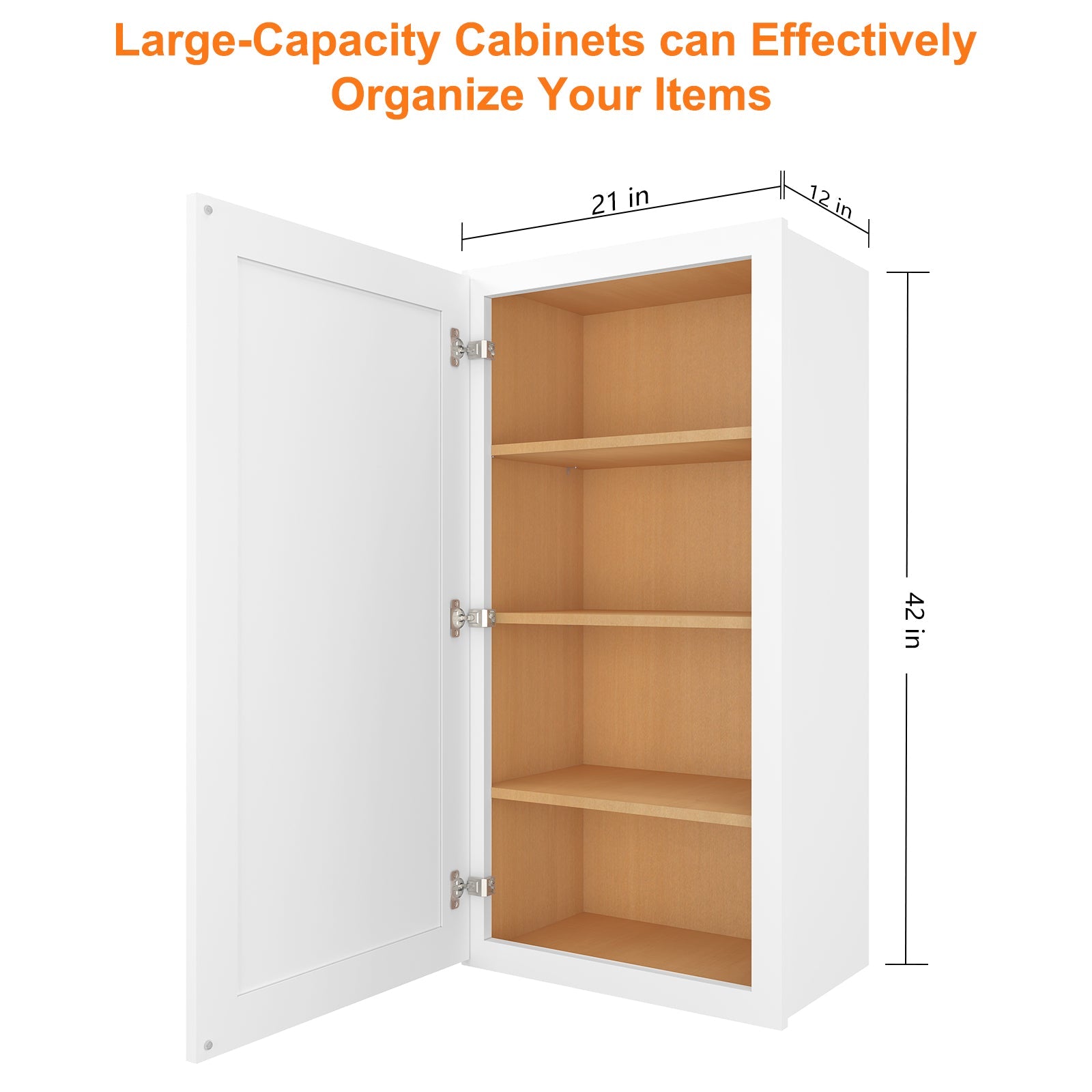 12"D*21"W*42"H Birch Solid Wood Medicine Cabinet Wall Mounted W2142