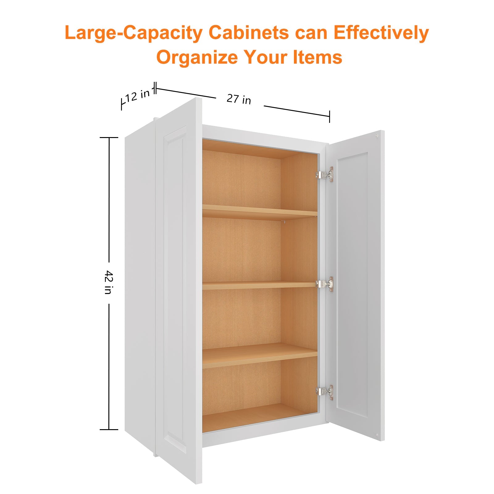 12"D*27"W*42"H Birch Solid Wood Medicine Cabinet Wall Mounted W2742